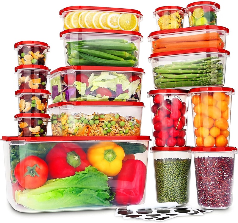 Amazon.com: 17 Packs Food Storage Containers with Lids, Plastic Containers for Food Storage - Airtight & BPA-Free & Microwave, Dishwasher Safe Storage Container with Chalkboard Labels & Marker… : Everything Else