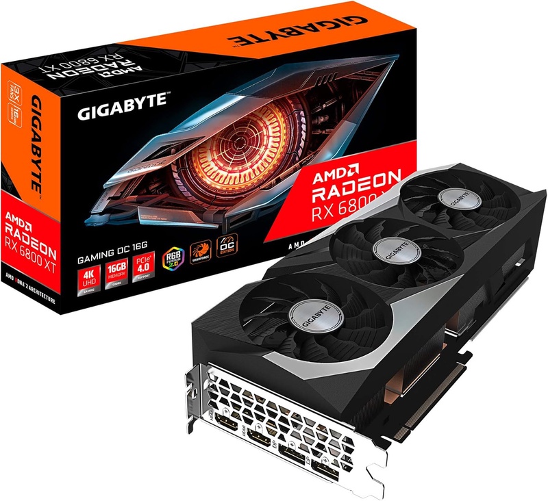 Amazon.com: GIGABYTE AMD Radeon RX 6800 XT Gaming OC 16G Graphics Card, 16GB of GDDR6 Memory, Powered by AMD RDNA 2, HDMI 2.1, WINDFORCE 3X Cooling System, GV-R68XTGAMING OC-16GD : Electronics