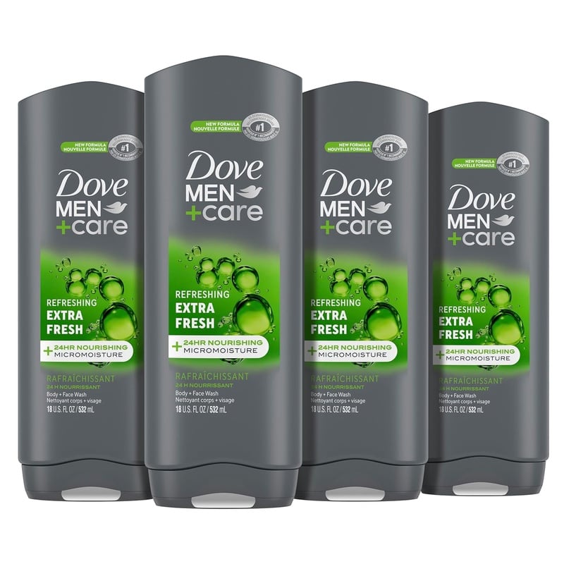 Amazon.com : Dove Men+Care Body Wash Extra Fresh 4 Count for Men's Skin Care Body Wash Effectively Washes Away Bacteria While Nourishing Your Skin 18 oz : Beauty & Personal Care