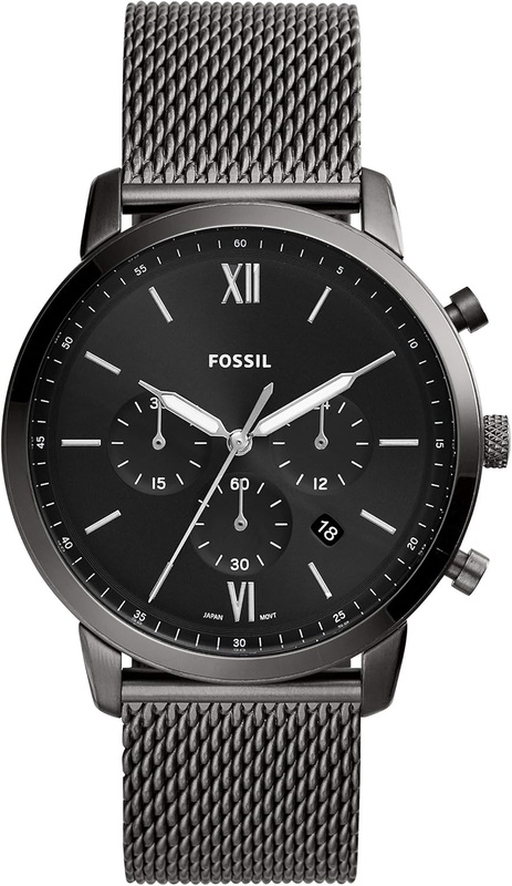 Amazon.com: Fossil Men's Neutra Quartz Stainless Steel Mesh Chronograph Watch, Color: Smoke (Model: FS5699) : Clothing, Shoes & Jewelry
