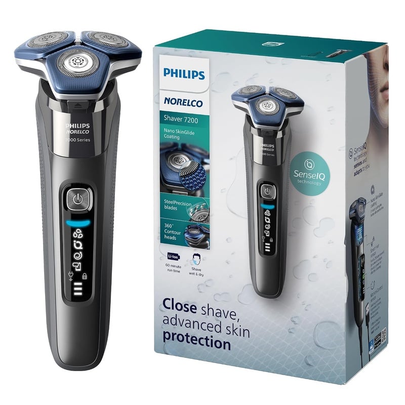 Amazon.com: Philips Norelco 7200 Electric Shaver, Dark Chrome | 45 SteelPrecision Blades, SenseIQ Technology, Nano SkinGlide coating, 360° Flexible Heads, Pop-up Trimmer, S7885/85 : Beauty & Personal Care