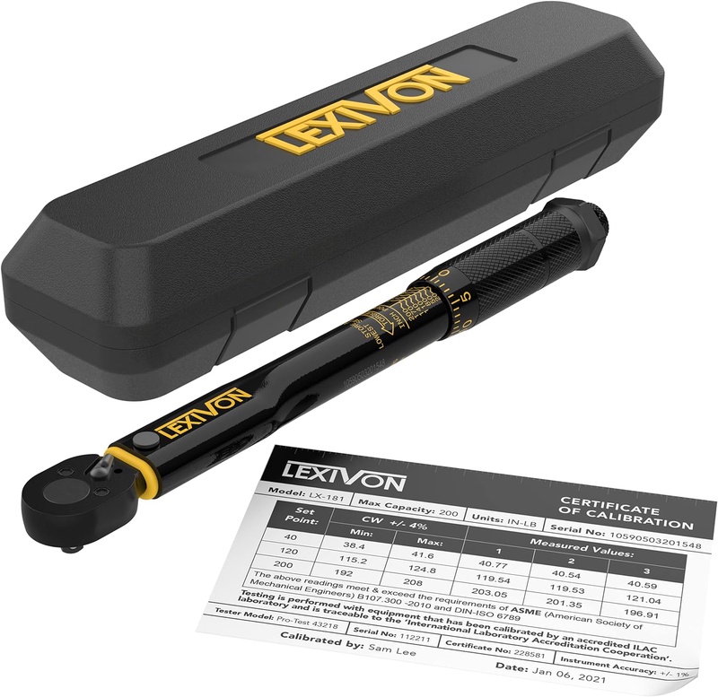 Amazon.com: LEXIVON Inch Pound Torque Wrench 1/4-Inch Drive | 20~200 in-lb/2.26~22.6 Nm (LX-181) : Tools & Home Improvement