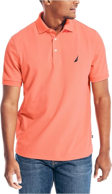 Nautica Men's Short Sleeve Solid Stretch Cotton Pique Polo Shirt at Amazon Men’s Clothing store