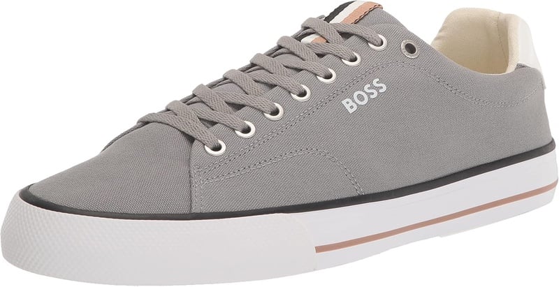 Amazon.com | BOSS Men's Canvas Mini Logo Lace Up Sneaker, Fog Grey, 7 | Fashion Sneakers