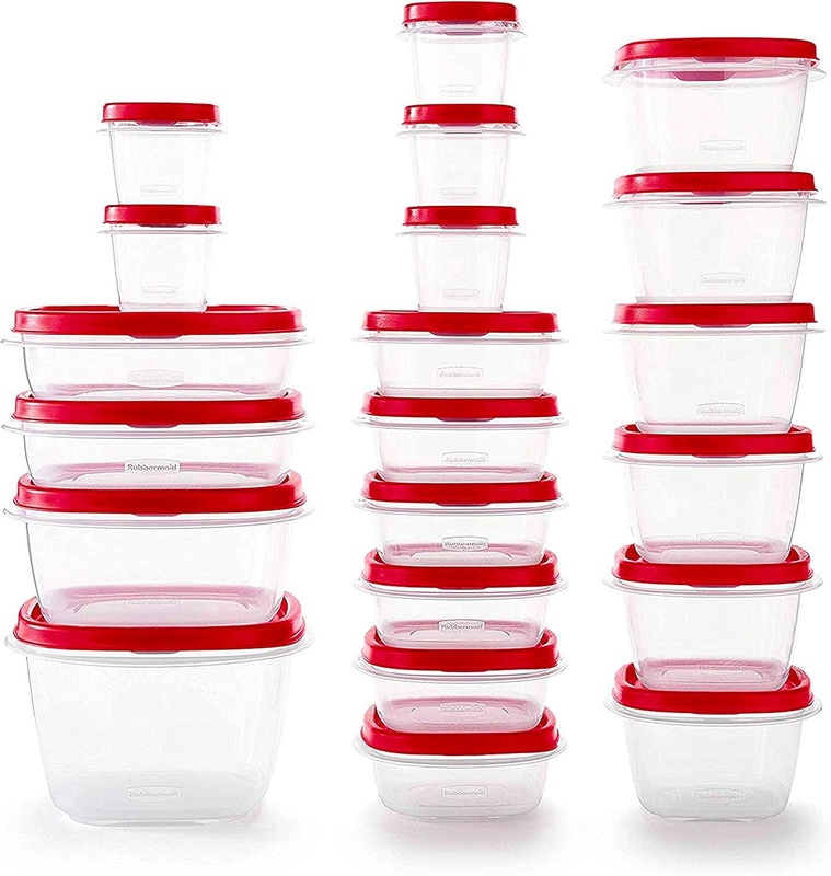 Amazon.com: Rubbermaid - 2063704 Rubbermaid Easy Find Vented Lids Food Storage Containers, Set of 21 (42 Pieces Total), Racer Red: Kitchen & Dining