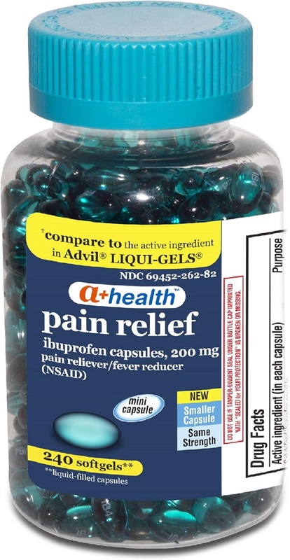 Amazon.com: A+Health Ibuprofen 200 Mg Mini Softgels, Pain Reliever/Fever Reducer (NSAID), Made in USA, 240 Count : Everything Else