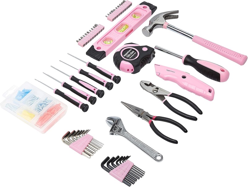Amazon Basics Household Tool Set with Tool Storage Box - 150-Piece, Pink - - Amazon.com
