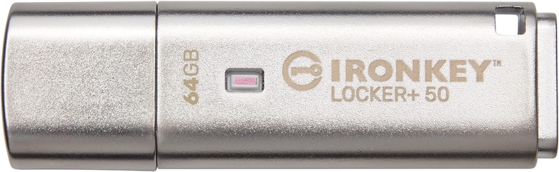 Amazon.com: Kingston Ironkey Locker+ 50 64GB Encrypted USB Flash Drive | USB 3.2 Gen 1 | XTS-AES Protection & TAA Compliant | Multi-Password Security Options | Automatic Cloud Backup | Metal Casing | IKLP50/64GB : Electronics