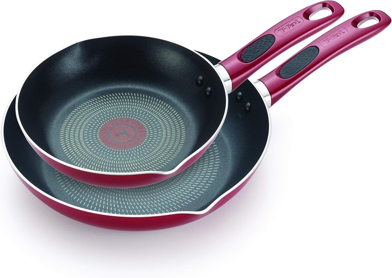 Amazon.com: T-fal B039S264 Excite ProGlide Nonstick Thermo-Spot Heat Indicator Dishwasher Oven Safe 8 Inch and 10.5 Inch Fry Pan Cookware Set, 2-Piece, Rio Red: Home & Kitchen