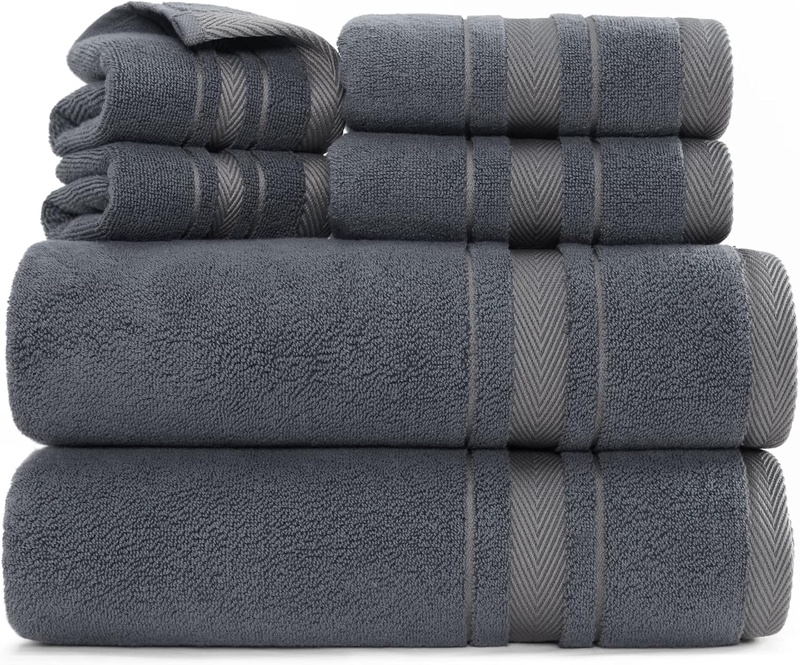 Amazon.com: Bedsure Towels Sets for Bathroom - 100% Turkish Cotton Towels Grey, Highly Absorbent Soft Bathroom Towels, Luxury Bath Towels Set of 6, Striped Decorative Towels for Bathroom, Spa, Hotel : Everything Else