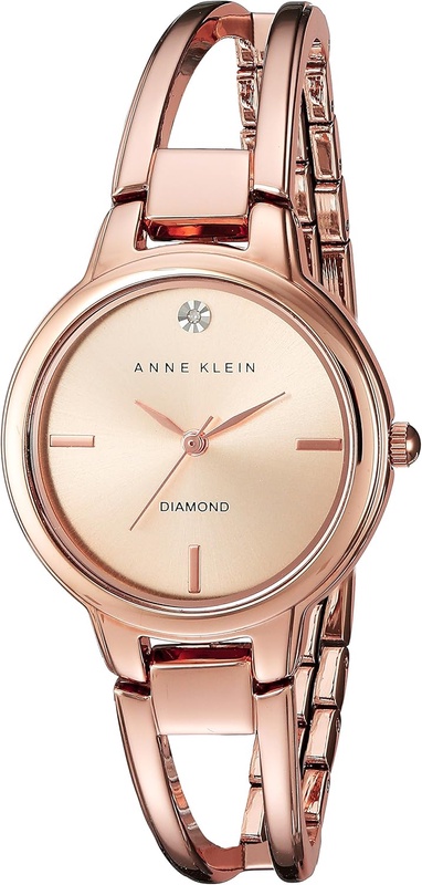 Amazon.com: Anne Klein Women's AK/2626RGRG Diamond-Accented Dial Rose Gold-Tone Open Bangle Watch : Clothing, Shoes & Jewelry