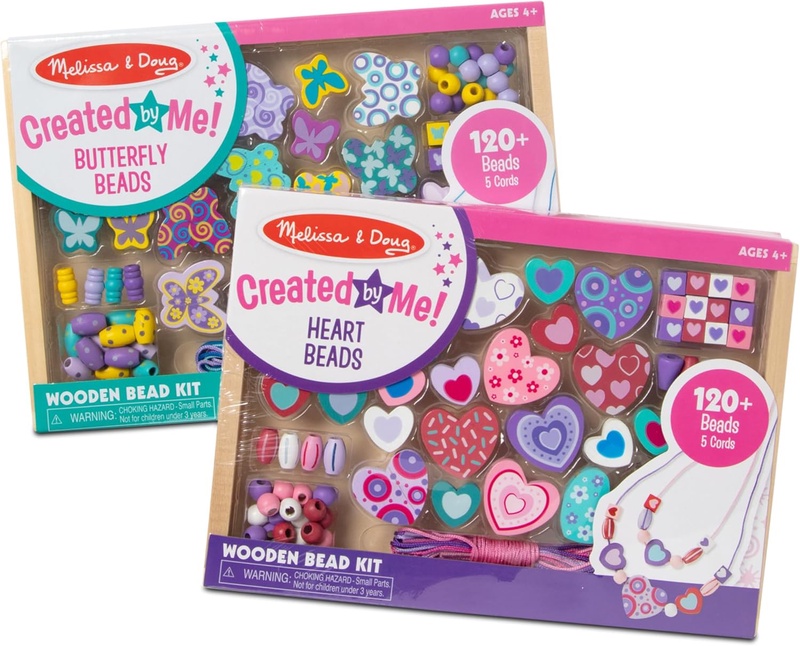 Amazon.com: Melissa & Doug Sweet Hearts and Butterfly Friends Bead Set of 2 - 250+ Wooden Beads : Melissa & Doug: Toys & Games