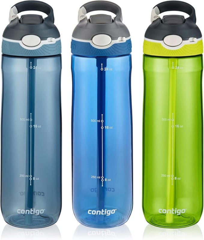 Amazon.com: Contigo Autospout Straw Ashland Water Bottle, 24 Oz, Stormy Weather/Vibrant Lime/Monaco, 3-Pack : Grocery & Gourmet Food