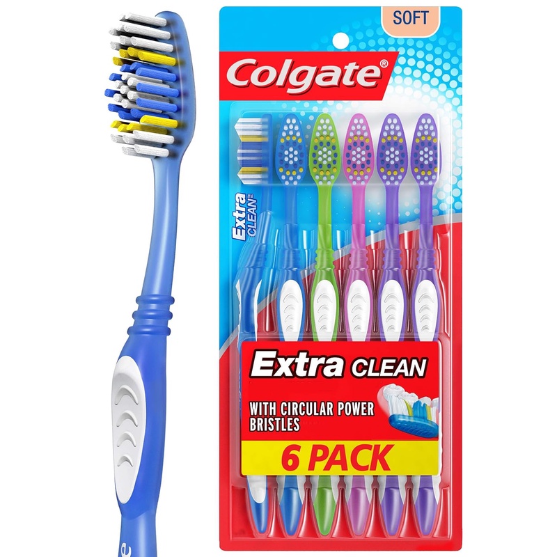 Amazon.com: Colgate Extra Clean Toothbrush, Full Head, Soft  (6 Count) : Beauty & Personal Care