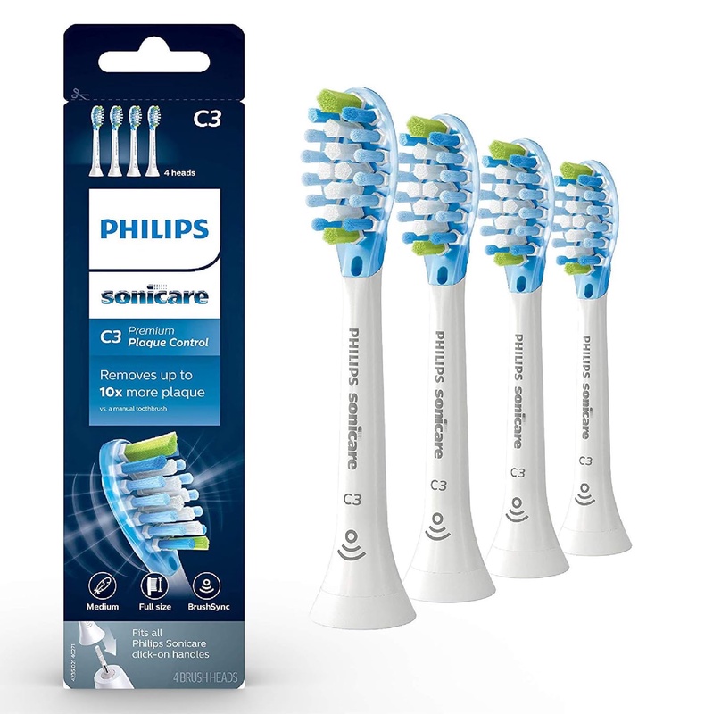 Amazon.com: Philips Sonicare Genuine C3 Premium Plaque Control Toothbrush Heads, 4 Brush Heads, White, HX9044/65 : Everything Else