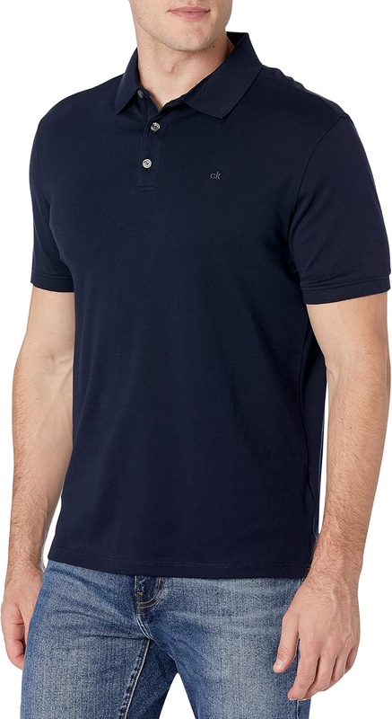 Calvin Klein Men's Liquid Touch Polo Solid with UV-Protection, Cadet Navy, Large at Amazon Men’s Clothing store