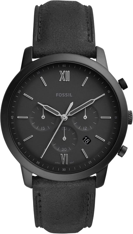 Amazon.com: Fossil Men's Neutra Quartz Stainless Steel and Leather Chronograph Watch, Color: Black (Model: FS5503) : Clothing, Shoes & Jewelry