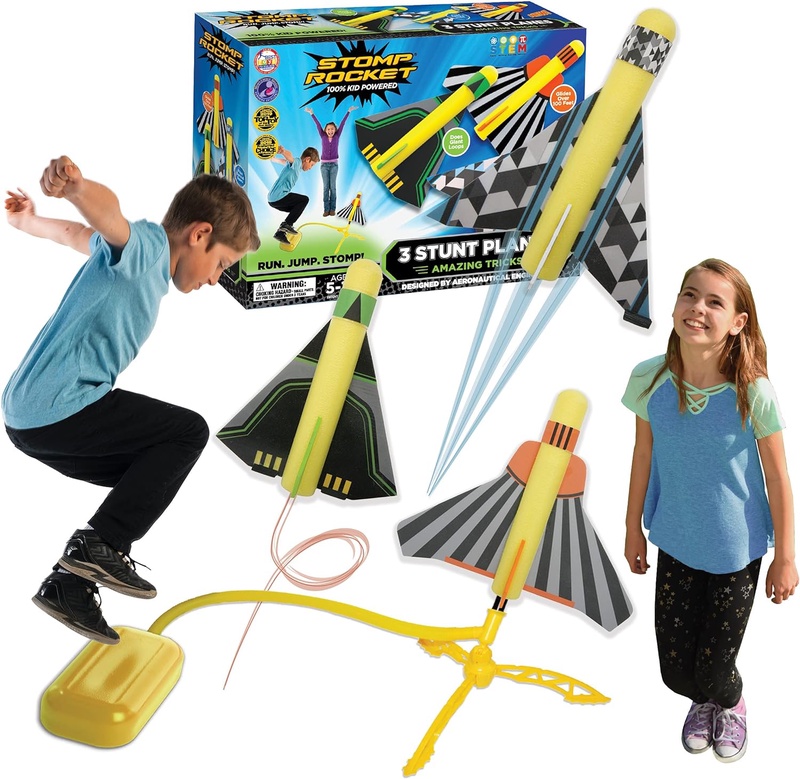 Amazon.com: The Original Stomp Rocket Stunt Planes Launcher - 3 Foam Planes and Toy Air Rocket Launcher - Outdoor Rocket STEM Gifts for Boys and Girls - Ages 5 (6, 7, 8) and Up - Great for Outdoor Play : Toys & Games