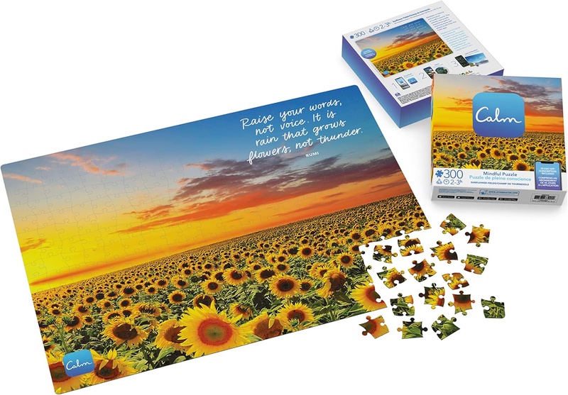 Amazon.com: 300-Piece Calm Jigsaw Puzzle for Relaxation, Stress Relief, and Mood Elevation, for Adults and Kids Ages 8 and up, Sunflower Fields