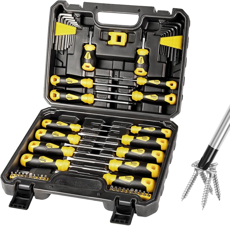Amazon.com: Byliable Magnetic Screwdriver Set 51 PCS with Case and Supper Magnet, Professional Screwdriver Set Includes Slotted/Phillips/Hex/Torx/Square/Pozi Head Non-Slip for Repair Home Improvement Craft : Tools & Home Improvement