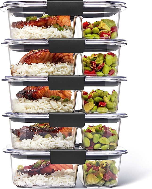Amazon.com: Rubbermaid Brilliance Meal Prep Containers, 2-Compartment Food Storage Containers, 2.85 Cup, 5-Pack: Home & Kitchen