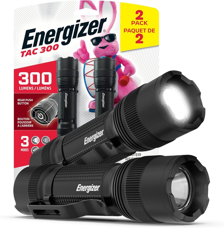 Amazon.com: ENERGIZER LED Flashlight (2-Pack) TAC300, Bright IPX4 Water Resistant EDC Flashlights for Camping, Outdoors, Emergency Power Outage (Batteries Included) : Everything Else