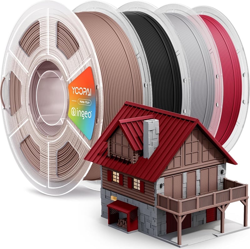 Amazon.com: YOOPAI PLA+ Matte Filament 1.75mm, 4KG (8.8lbs) 3D Printer Filament, Dimensional Accuracy +/- 0.02 mm, Earth Brown+Charcoal Black+Nardo Gray+Burgundy Red : Industrial & Scientific