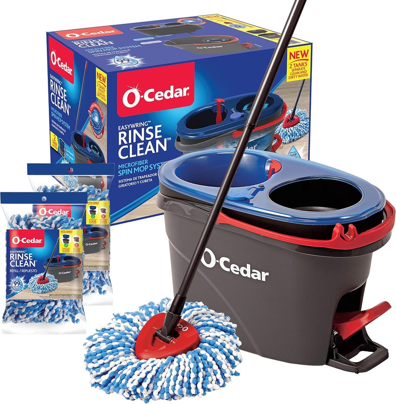 Amazon.com: O-Cedar EasyWring RinseClean Microfiber Spin Mop & Bucket Floor Cleaning System with 2 Extra Refills : Everything Else
