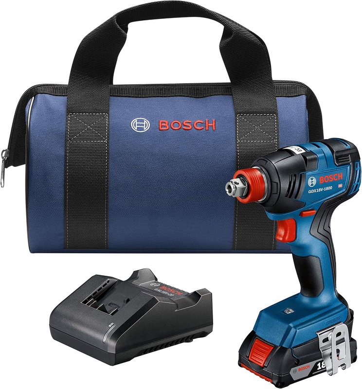 Amazon.com: Bosch GDX18V-1800B12 18V EC Brushless 1/4 In. and 1/2 In. Two-in-One Bit/Socket Impact Driver Kit with 2.0 Ah SlimPack Battery : Tools & Home Improvement