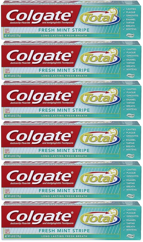 Amazon.com : Colgate Total Fresh Mint Stripe Gel Toothpaste - 6 ounce (6 Pack) : Beauty & Personal Care