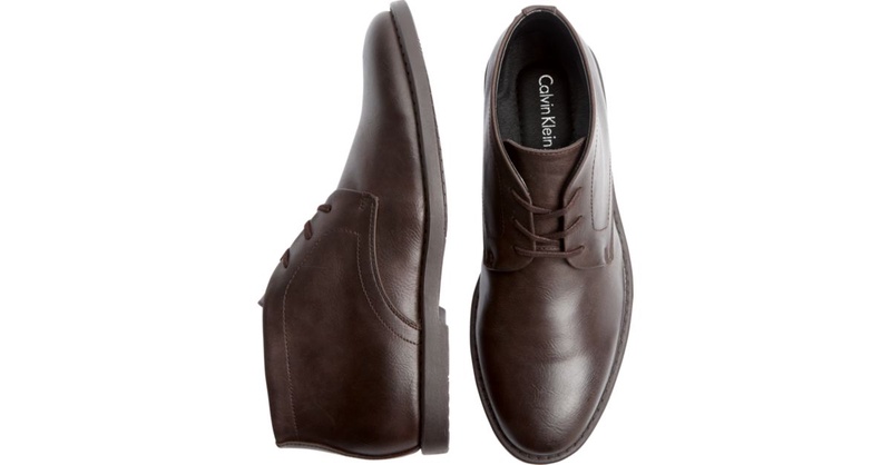 Calvin Klein Brown Leather Ankle Boots - Men's Boots | Men's Wearhouse