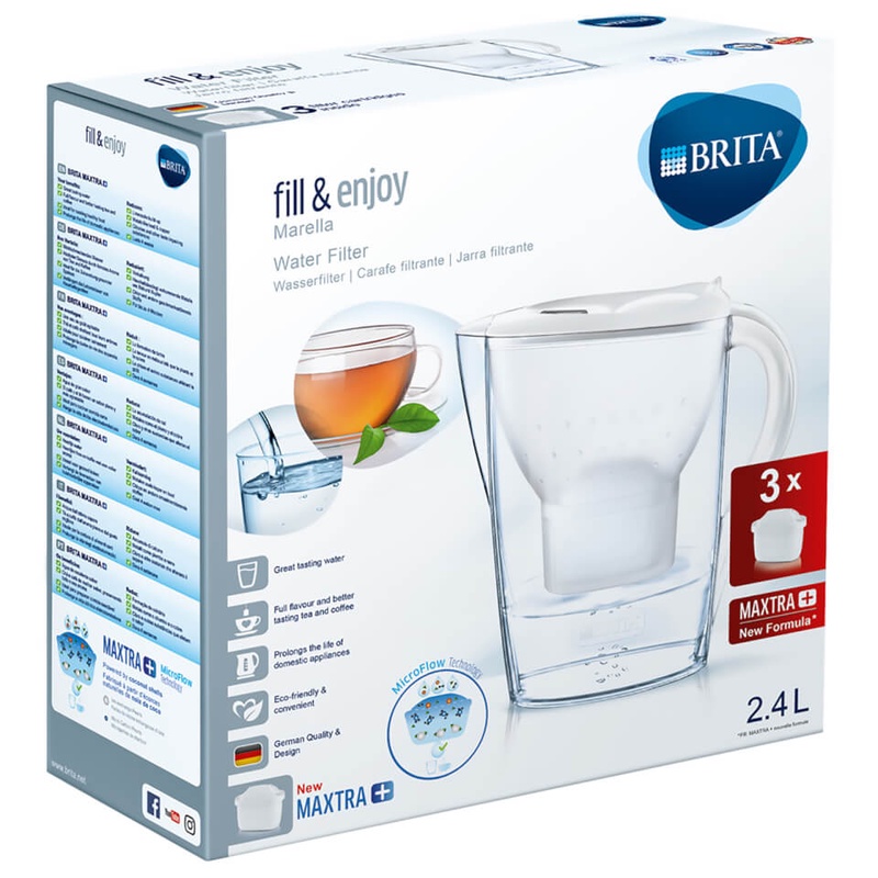 BRITA Maxtra+ Marella Cool Water Filter Jug Starter Pack with 3 Cartridges - White Homeware | TheHut.com