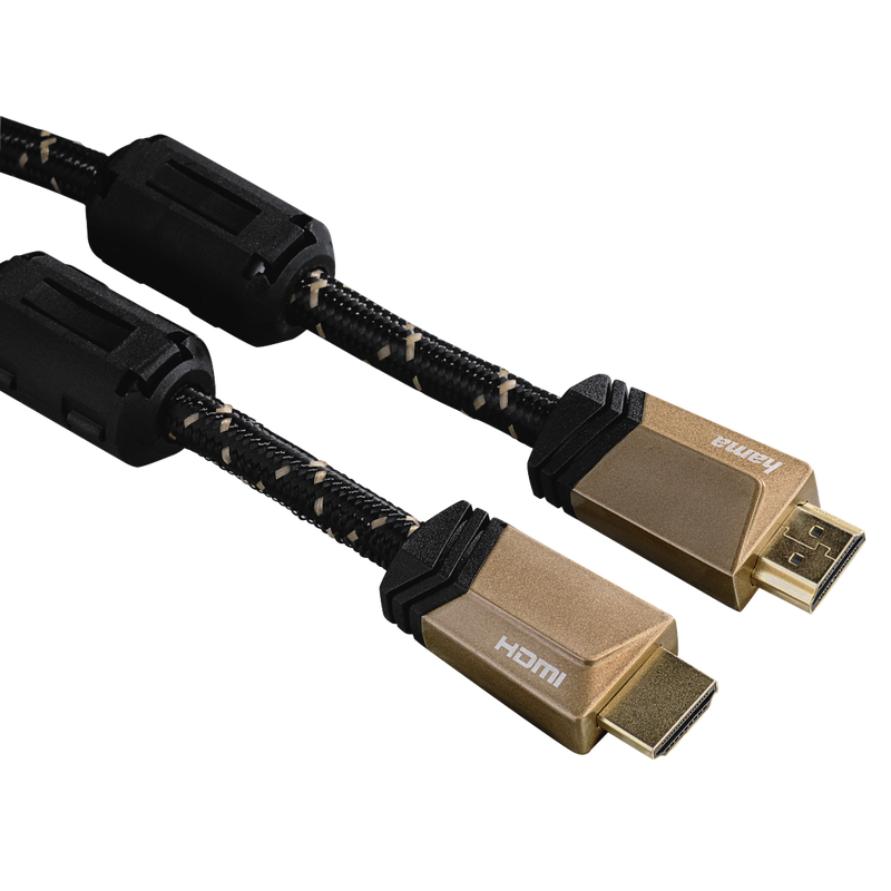 00122209 Hama Premium HDMI™ Cable with Ethernet, plug - plug, ferrite, metal, 0.75 m | hama.co.uk