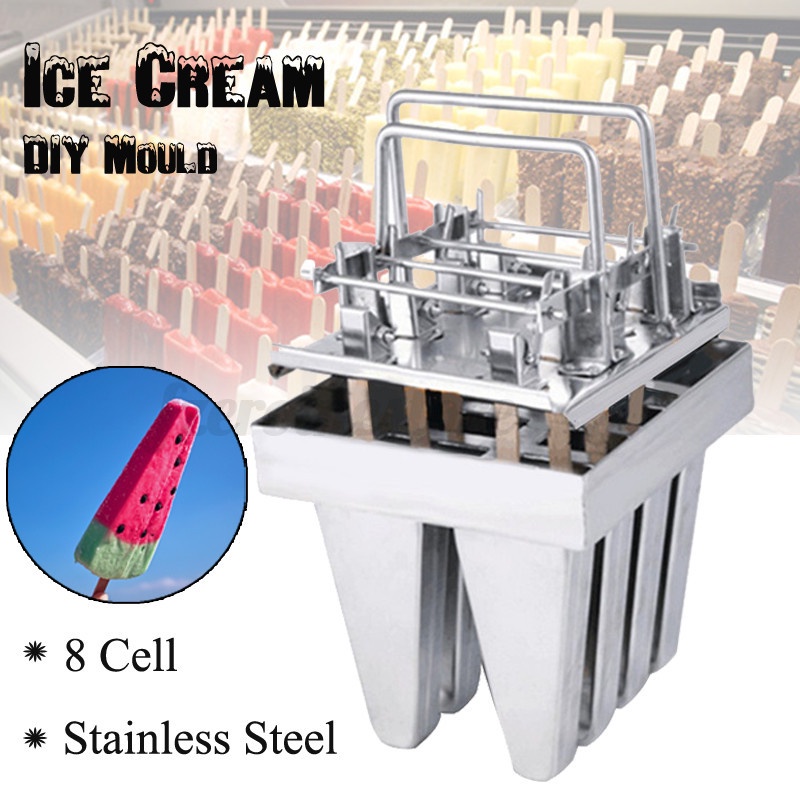 8pcs Stainless Steel Ice Cream Lolly Stick Holder Mold Popsicle Industrial DIY