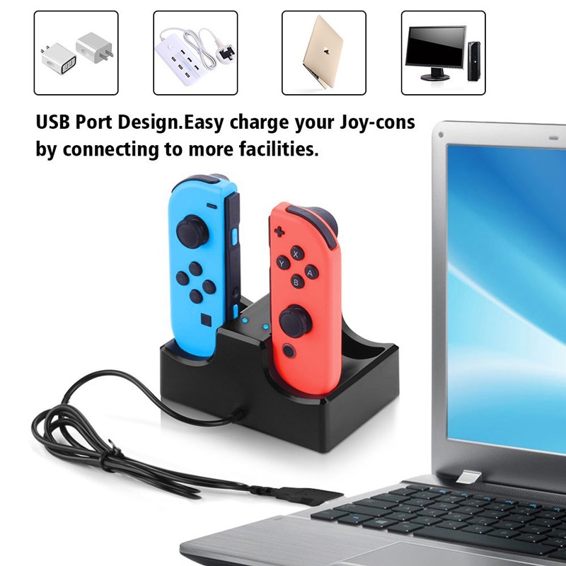 4 in 1 Charging Dock with 2-Port USB Hub for Nintendo Switch Joy-Con for Sale - US$5.99 | Tomtop